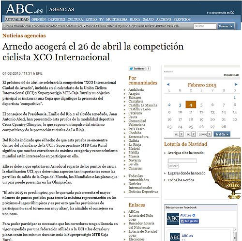 2015-02-04 Presentación XCO Arnedo en diario ABC