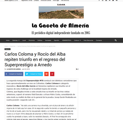 IV XCO Internacional Ciudad de Arnedo en La Gaceta de Almería IV XCO Internacional Ciudad de Arnedo en La Gaceta de Almería