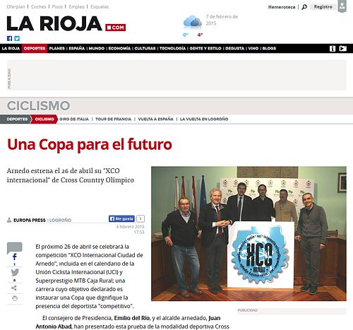 2015-02-04 Presentación XCO Arnedo en diario La Rioja