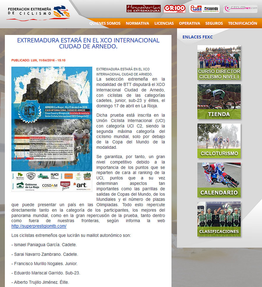 II XCO Internacional Ciudad de Arnedo en Federación Extremeña de Ciclismo (1)