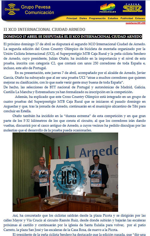 II XCO Internacional Ciudad de Arnedo en Onda Rioja Pavesa Radio