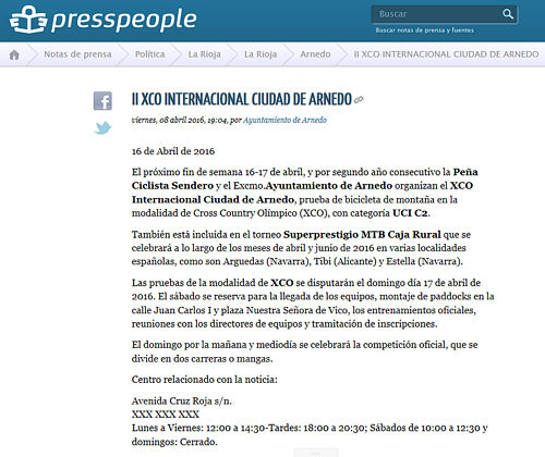 II XCO Internacional Ciudad de Arnedo en Press People