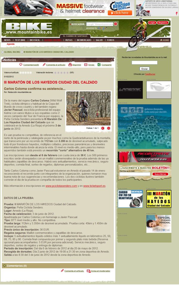 2012 Nota de prensa en MOUNTAINBIKE.ES